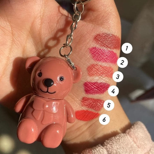 Mocallure - 6pcs Korean Bear Keychain Lip Gloss